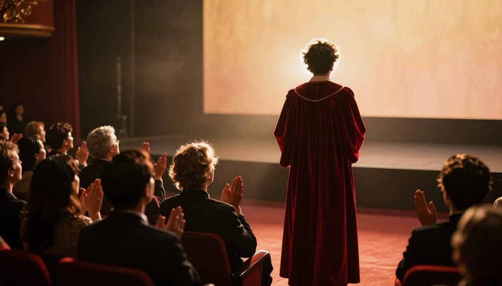 Kenneth Branagh’s Return Marks a Historic Shakespeare Night at the Royal Shakespeare Theatre in Stratford-upon-Avon with dramatic stage lighting and emotional performance atmosphere