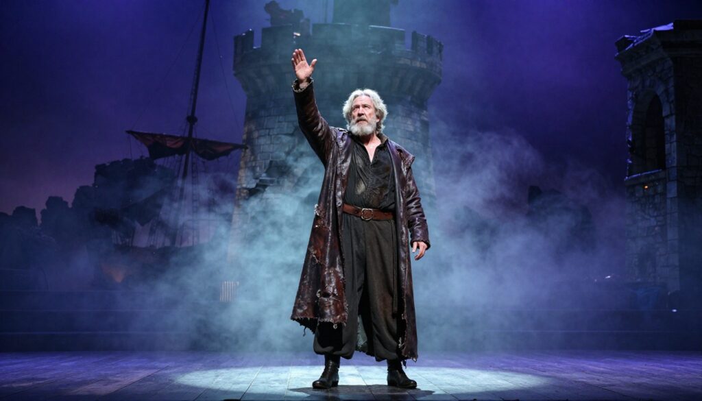 Kenneth Branagh’s Return Marks a Historic Shakespeare Night at the Royal Shakespeare Theatre in Stratford-upon-Avon with dramatic stage lighting and emotional performance atmosphere