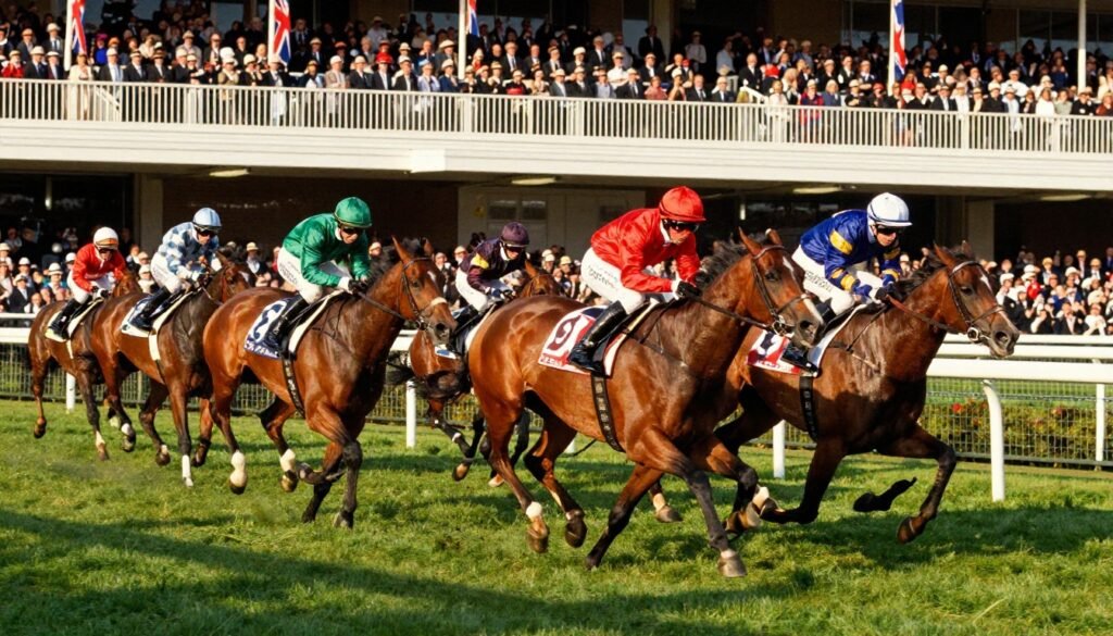 King Charles and Queen Camilla reacting in Royal Box during Royal Ascot Reaching High race