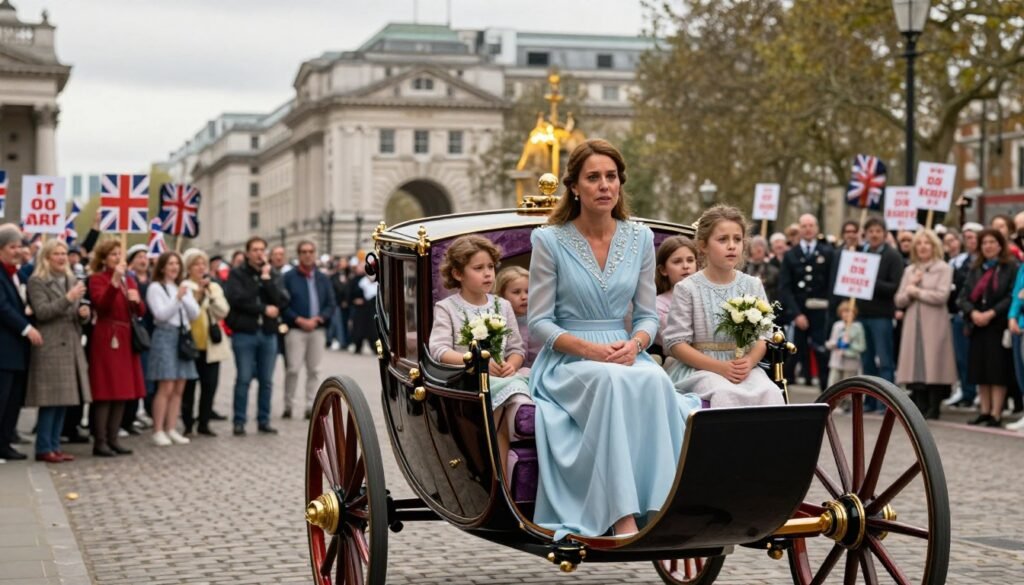 Public reaction to Anti-Monarchy Protesters at the Parade during royal ceremony in London