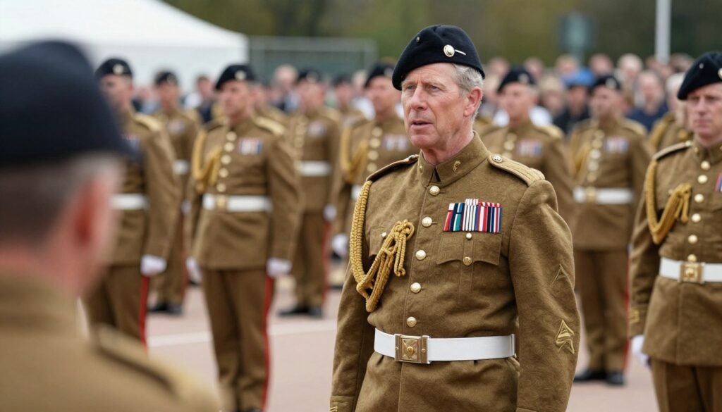 Court Circular Mistake showing royal officials reviewing official Buckingham Palace documents in administrative office