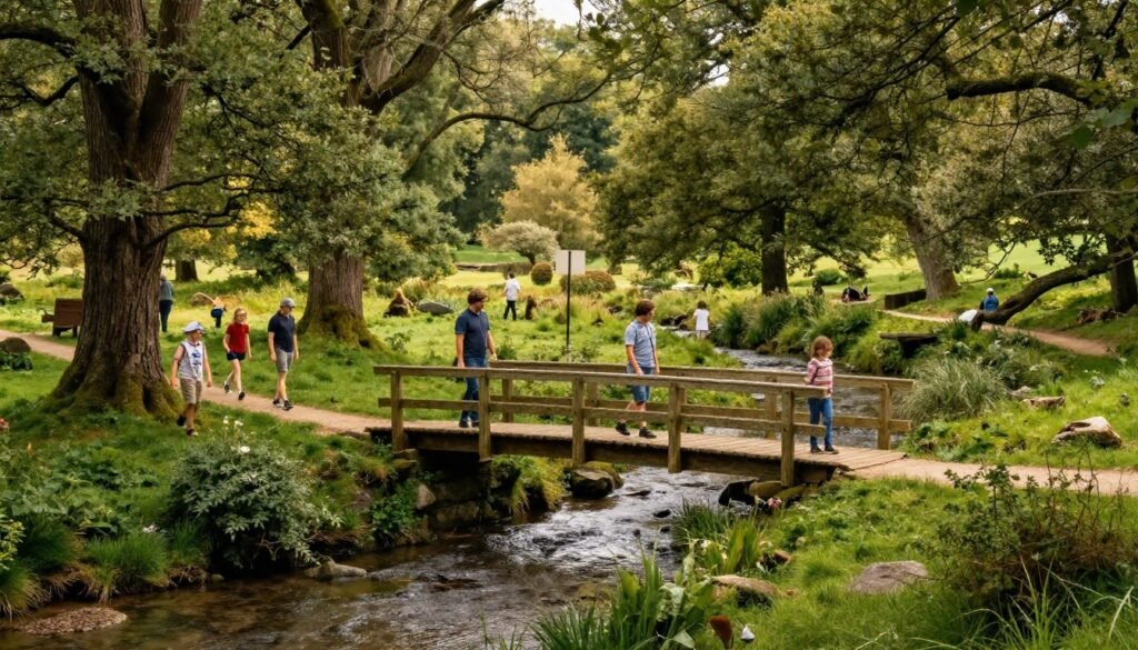Queen Camilla Poohsticks moment showing the royal participating in the traditional Poohsticks game